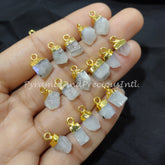 Natural Rainbow Moonstone Pendant Connectors, Moonstone Connectors, Electroplated Single Bail Connectors, Sold By Piece